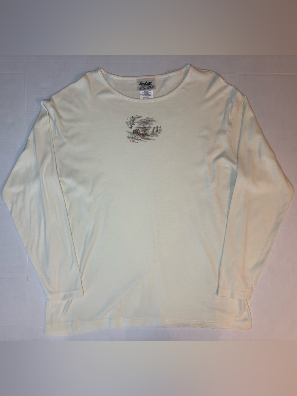 Northern Reflections VTG cream cottagecore 100% cotton graphic shirt size XL